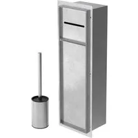 LuxeBath Toilettenpapierhalter Unterputz-Schrankmodul Edelstahl für Klobürstengarnitur befliesbar, Silber 60x20x14 cm Badezimmerschrank mit Toilettenbürste WC Wandnische