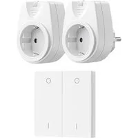 DEWENWILS Funksteckdose mit Fernbedienung, max. 3500 W, 2-St., 50M Reichweiter, Erweiterbarer Lichtschalter