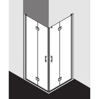 Kermi Liga Eckeinstiegshälfte Pendel-Falttür LI2CL090181AK 90x185cm, silber mattglanz, ESG klar, links, auf Duschwanne