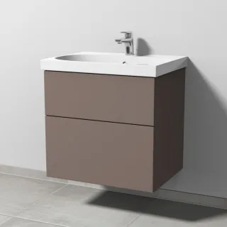 Sanipa 3way Waschtischunterbau zu Geberit Acanto Waschtisch mit 2 Auszügen, Taupe-Matt SP4161T
