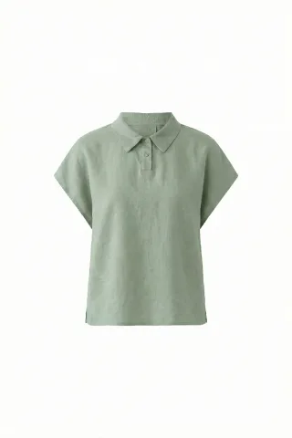 Oui - Leinen Patch Bluse seagrass - Gr. - 40