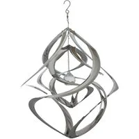 Kaufhaus le petit Windspiel Deko Windspiel doppel Hurrikan Kugel Edelstahl Rostfrei Windrad 44cm, Wind Dancer Twister Handarbeit Wetterfest Frostfest UV-Beständig