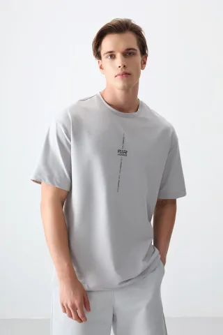 Übergröße Bedrucktes Rundhals-T-Shirt