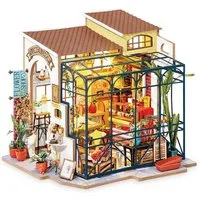 HR Direktverkauf GmbH 3D-Puzzle 3D-Holzpuzzle Emilys Blumenladen mit LED-Beleuchtung – DIY Miniatur, Puzzleteile
