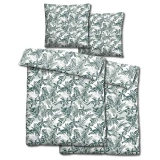 Doppelpack CloudComfort Basic Mikrofaser Bettwäsche grüne Blätter 135 x 200 + 80 x 80 cm