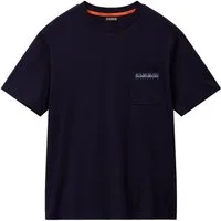 Napapijri T-Shirt S-FANES mit Brusttasche, Kurzarm, normale Länge, unifarben, aus Baumwolle