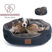 Warenhammer Tierbett Orthopädisches Premium Hundebett, Katzenbett, flauschig weich, für Katzen oder kleine Hunde, 2 Teilig mit Wendekissen / kühlende Sommer oder wärmende Winterseite