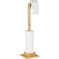 relaxdays Toilettenpapierhalter Bambus Toilettenpapierhalter stehend