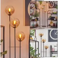 hofstein Stehlampe Stehlampe aus Metall/Glas in Schwarz/Bernsteinfarben/Klar, ohne Leuchtmittel, Stehleuchte im Retro-Design m. Glasschirmen (15cm), Fußschalter, E14