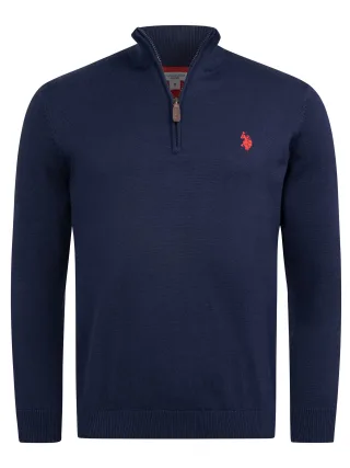 U.S. POLO ASSN. Herren Half-Zip Strickpullover USKnooxx aus Baumwollmix