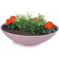 matches21 HOME & HOBBY Blumentopf Flache Pflanzschale für draussen Dekoschale rund altrosa 45 cm (1 St), Blumen-Schale als wetterfeste Friedhof-Schale Grab-Schmuck Grabschale