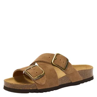 scholl - Pantolette mit breiten Riemen und verstellbaren Schnallen braun - Gr. - 41