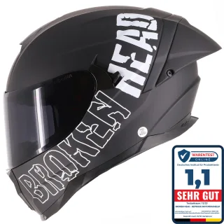 Broken Head Integralhelm BeProud Pro Sport Black Edition Sonnenblende + Schwarzes Visier (XS)