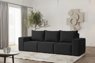 Sofa Designersofa ESTELLE 3-Sitzer in Stoff Opera Velvet Schwarz