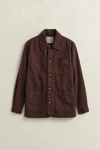 GANT - Hemdjacke aus Leinenmischung rich brown - Gr. - L