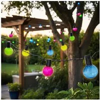 Spetebo LED Dekolicht Solar Lichterkette mit 20 Glühbirnen, solarbetrieben, LED, warm weiß, Party Lichterkette für den Garten