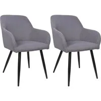 Albatros International Esszimmerstuhl Esszimmer Stühle 2 er Set SILA, Stuhl Stühle Esszimmerstühle, Küche (2er Set Grau, Cord Bezug), Küchenstuhl Küchenstühle Essstühle für den Esstisch Ess Stühle