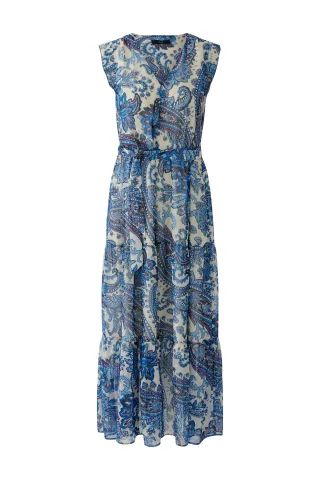 Oui - Maxikleid offwhite blue - Gr. - 40