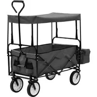 vidaXL Rollwagen Klappbarer Handwagen mit Sonnendach Stahl Grau, (1 St)