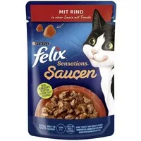 Felix Sensations Saucen mit Rind & Tomate 85 g, für: Katze