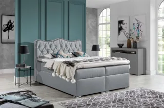 Boxspringbett Schlafzimmerbett SAHAN 120x200cm Kunstleder Hellgrau