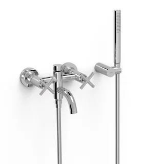 Tres Aufputz 2 Griffmischer für Wanne und Dusche Anti Kalk Messing Handbrause , 28317601 28317601