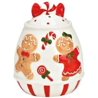 matches21 HOME & HOBBY Vorratsdose Weihnachtliche Aufbewahrungsdose mit Lebkuchenfiguren, 14 x 11 cm, Keramik, (1-tlg), Festliche Keramikdose als Weihnachtsdeko Plätzchendose Keksdose