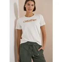 CECIL Print-Shirt Sommershirt mit Rundhals und Glitzer-Wording