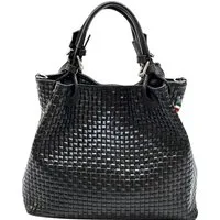 FLORENCE Handtasche Florence Umhängetasche Damen Handtasche (Handtasche), Damen Handtasche, Umhängetasche Leder, schwarz ca. 31cm x ca. 28cm