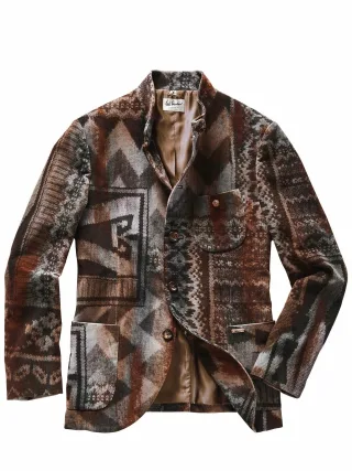 Luis Trenker Herren Sakko Lusandro Patchwork Braun 100 % Baumwolle