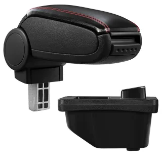 Armlehne MittelarmlehneLeder Bezug Schwarz / Rot für Peugeot 308 I ab 2007-