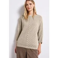 STREET ONE Strickpullover mit durchscheinenden Häkel-Details und grafischem Muster