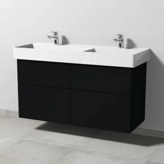 Sanipa 3way Waschtischunterbau zu Duravit Dura Square Waschtisch mit 4 Auszügen, Schwarz-Matt SF42208