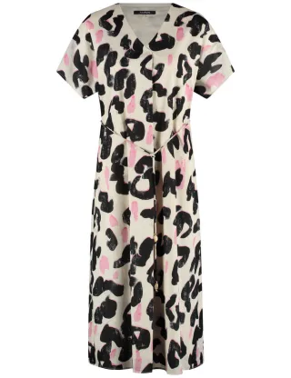 TAIFUN - Kleid mit Leo-Muster beige/weiß - Gr. - 34