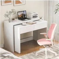 Merax Schreibtisch 2-in-1 ausziehbarer Kompaktschreibtisch (110×40×78 cm, 1-St., platzsparend & multifunktional, für kleine Wohnungen & Homeoffice), Faltbarer Regalschreibtisch Kommode mit Rollen, flexibel kombinierbar