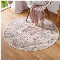LUXOR living Teppich Rocco, rund, Höhe: 11 mm, Vintage-Look, florales Design, Wohnzimmer, Schlafzimmer