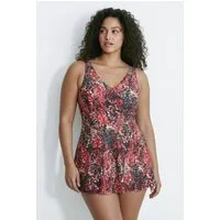 Ulla Popken Badekleid Badekleid Blütenpunkte Softcups Wickeloptik