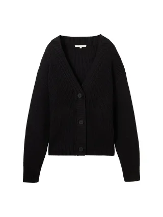 Denim Tom Tailor - Cardigan mit V-Ausschnitt deep black - Gr. - XS