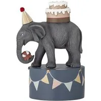 Bloomingville Kerzenständer Flor Zirkuselefant, 18cm Grau Polyresin für Kindergeburtstag