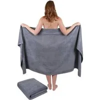 Betz Badetücher 2 Stück Badetuch groß XXL Saunatücher Strandtuch Dresden 100x200 cm, 100% Baumwolle (Set, 2-St), Farbe anthrazit