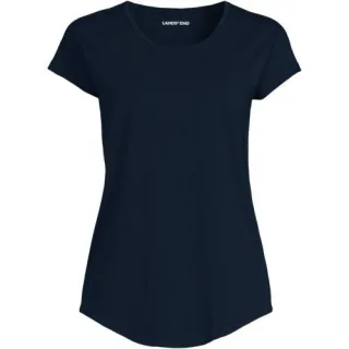 Shirt aus Baumwolle/Modal-Mix mit Ballett-Ausschnitt für Damen in Petite-Größe, Damen, size: petite, Blau, Baumwolle Modal, by Lands' End