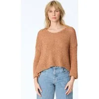 Himalaya Clothing Strickpullover Handgestrickter Pullover Damen - Stricksweater aus Baumwolle & Seide Lockerer Baumwollpullover kurzgeschnitten