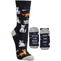 Socks 4 Fun Freizeitsocken Socks 4 Fun Feed the Cat (2-er Bündel, 2-Paar, 2 Paar) lustiges Design