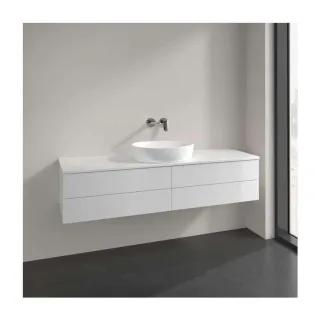 Villeroy und Boch Antao Waschtisch-Unterschrank L25050GF mit Beleuchtung, 4 Auszüge, 1600 x 360 x 500 mm, Front ohne Struktur, Glossy White Lacquer / Glossy White Lacquer