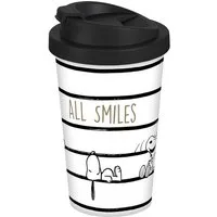 Geda Labels GmbH Coffee-to-go-Becher Snoopy All Smiles, 1-tlg., PP, Weiß, 400 ml, doppelwandig, auslaufsicher