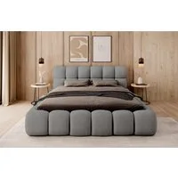 thematys Polsterbett mit Bettkasten / Stauraumbett, Bouclé 140x200 - 200x200cm (Optional mit 28 cm H3/H4 Taschenfederkern oder 23 cm Taschenfederkern-Matratze H2, Wolkenbett mit XXL Kopfteil)