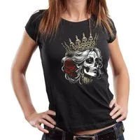 GASOLINE BANDIT® T-Shirt Damen Lady Biker Shirt: Skull Queen