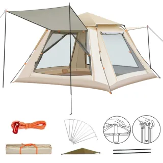 Xmund 3-4 Person Portable Fully Automatic Quick Opening Tent Outdoor Camping Thickening Foldable Tent Beach Park Folding