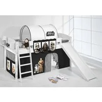 Lilokids Hochbett Spielbett IDA Star Wars - Teilbares Hochbett mit Rutsche & Vorhang umbaubar in Einzelbett, Hochbett oder L-Etagenbett