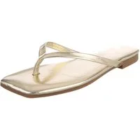 Ital-Design Minimalistische Damen Flip-Flops mit flacher Sohle Zehentrenner (91512429) Blockabsatz Zehentrenner in Gold